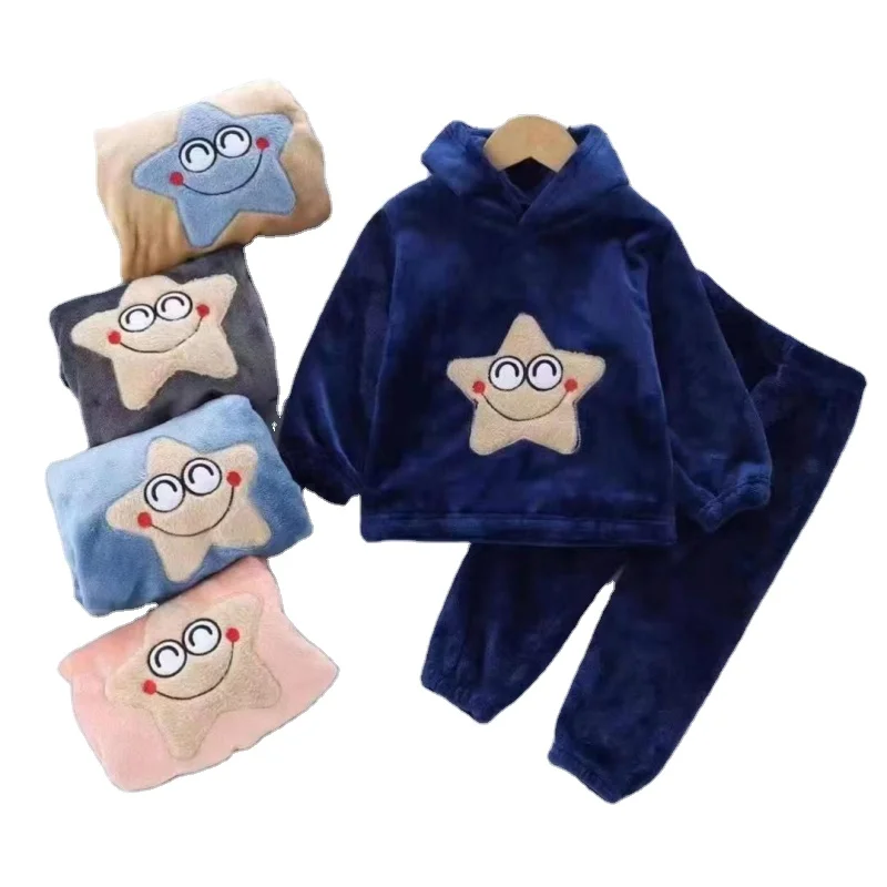 Hot Sale Casual Long Sleeve Sleepwear Winter Autumn Cartoon Kids Baby Girls Boys Breathable Thermal Casual Baby Pajamas For Home