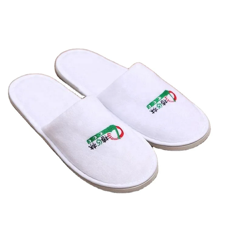 China supplier custom embroidery terry hotel disposable slipper
