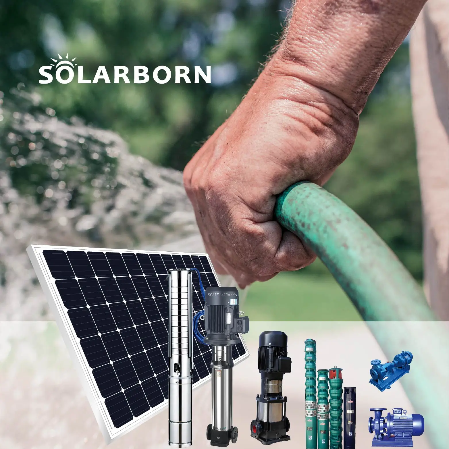 Solarborn solar pump kit pumping machine centrifugal 12v dc submersible system power price solar water pump for irrigation