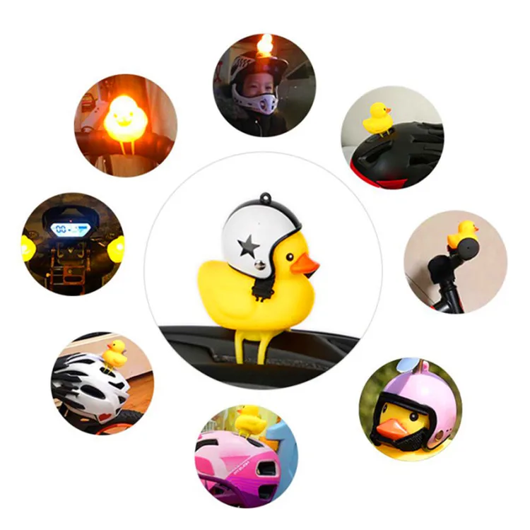 
Bicycle Duck Bell with Light Cute Duck Handlebar Bell Light Horn Lamp Cycling Yellow Duck Helmet Child Horn Bicycle Accessories 