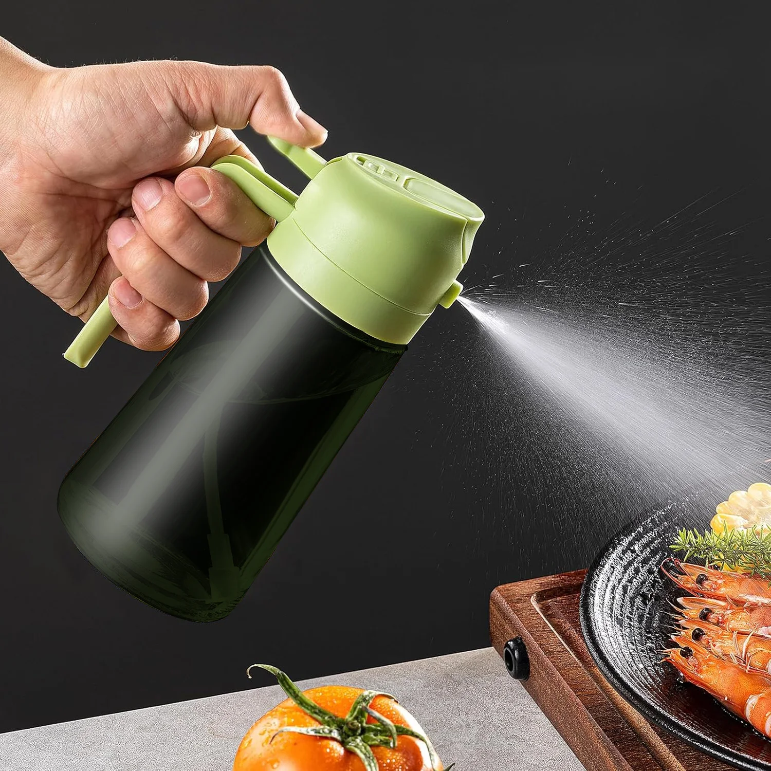 New Multifunction Glass Olive Oil Sprayers Mister Vinegar Dispenser Bottle Oil Spray Bottle 2 In 1 Oil Dispenser for Cooking