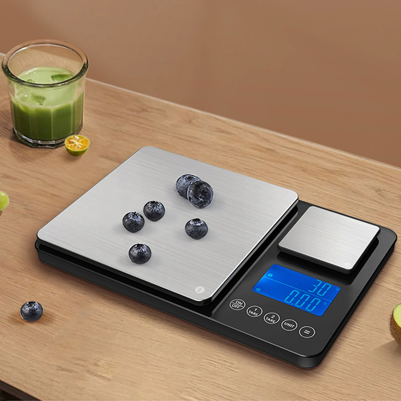 China Factory lcd display stainless steel double platform weigh balance digital food scale kitchen electronic scale