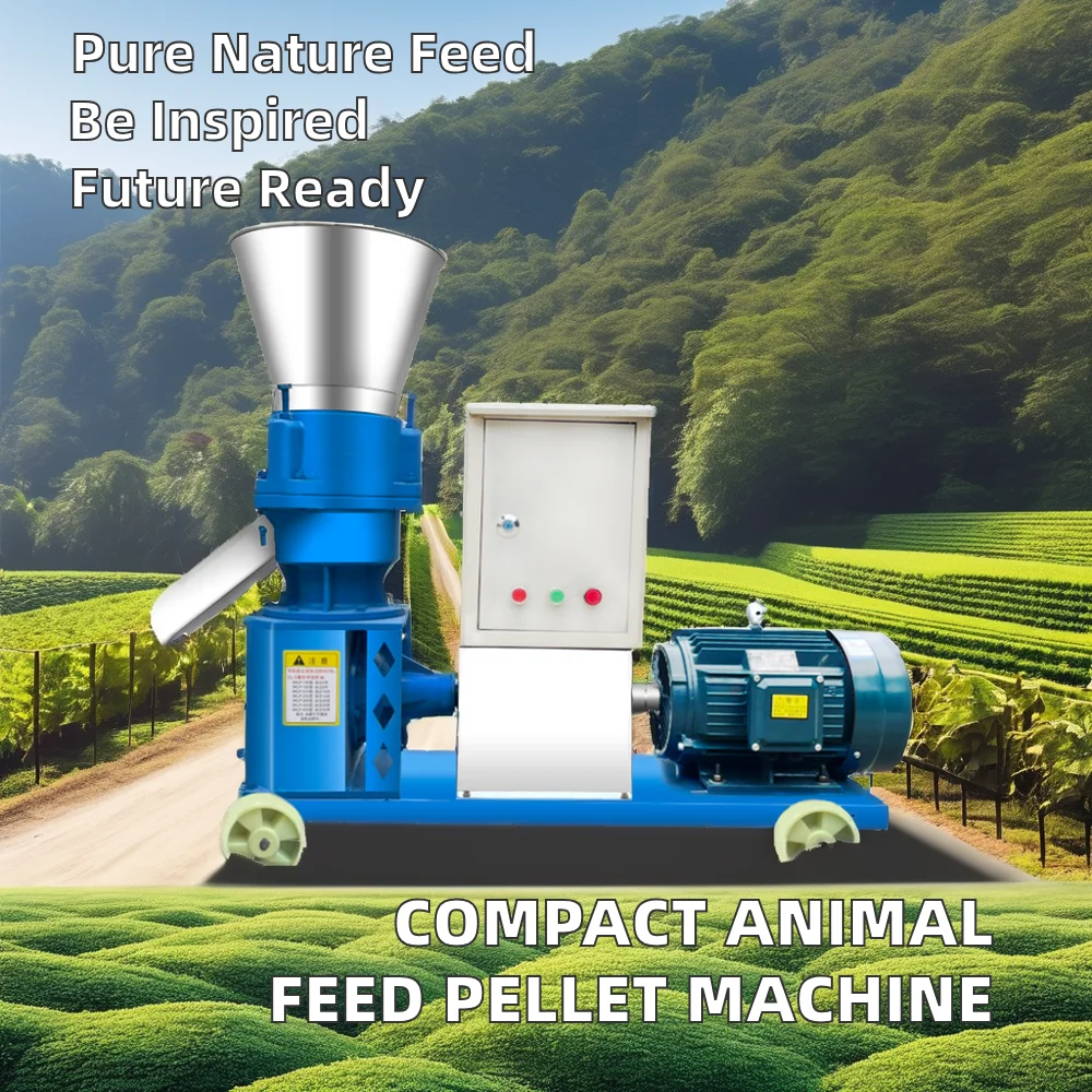 Mini Animal Feed Processing Machine Poultry Chicken Fish Pig Goat Cattle Pellet Manufacturing New Condition Wood Farm Core Motor
