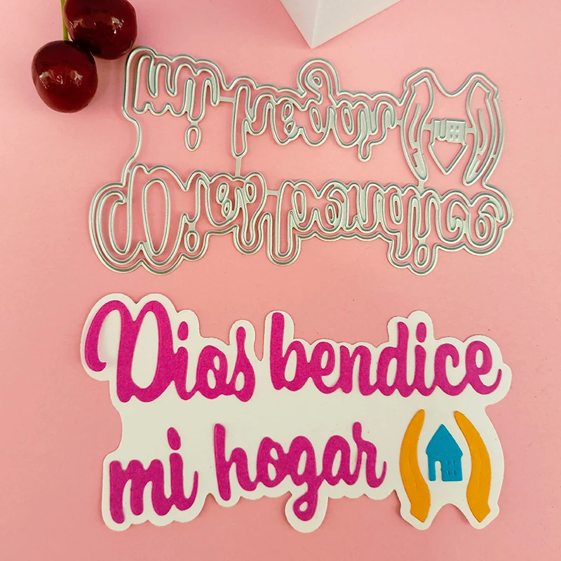 AAGU DIY Craft Metal Cutting Die Scrapbook Embossed Paper Card Album Craft Template Stencil Dies Spanish Phrase Scrap Craft Dies