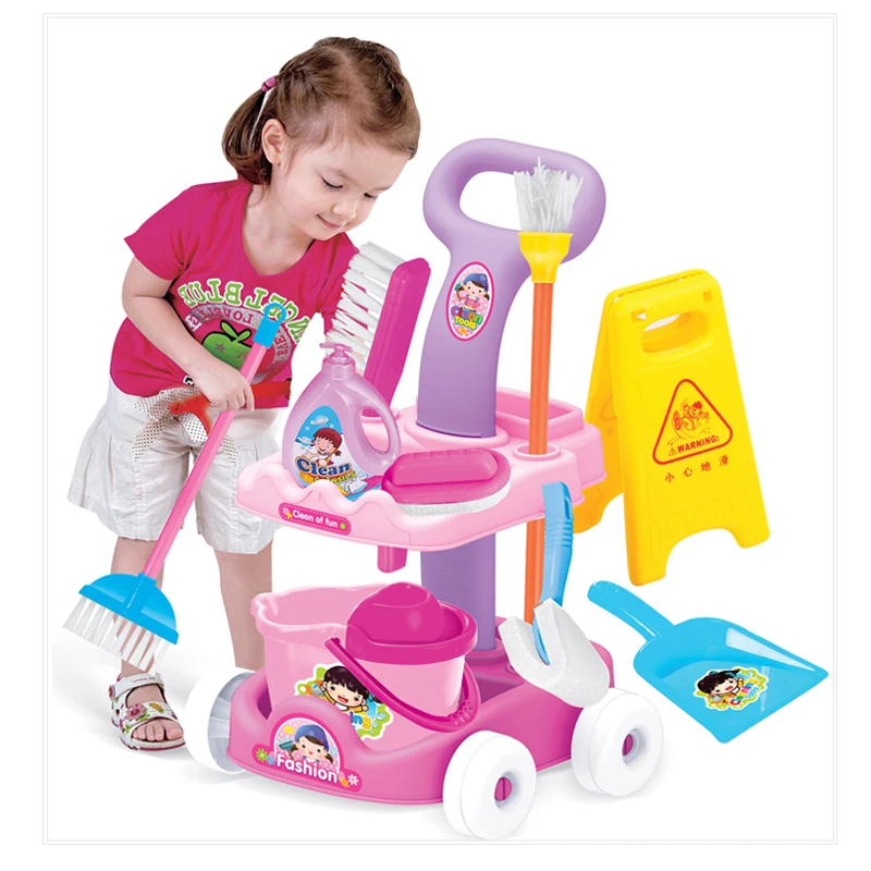 Kids interior cleaning house pretend furniture trolley cleaning kit toy (1600343154329)