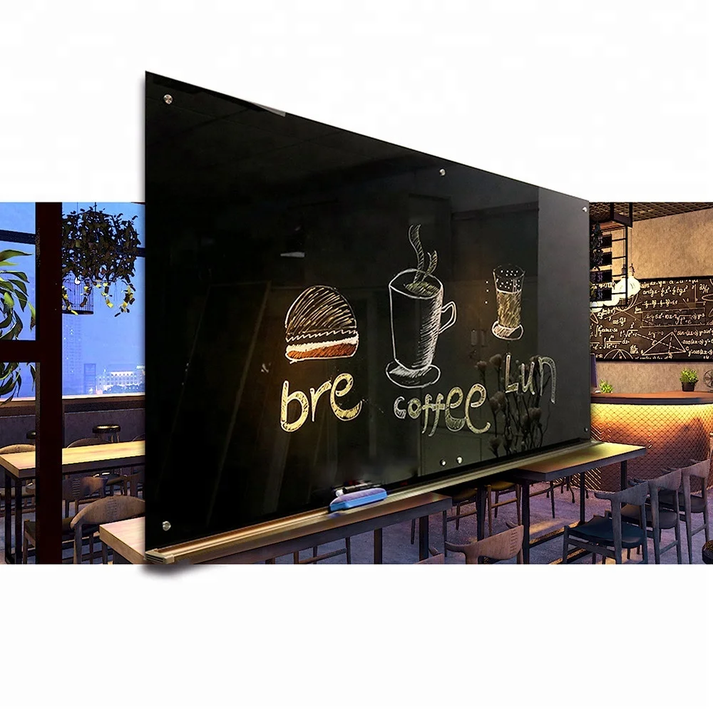 Magnetic Black Glass Dry-Erase Tempered Glass Board