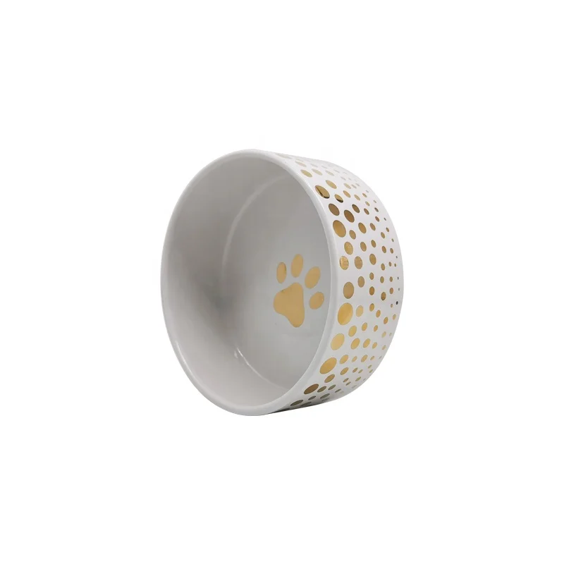 Food Contact Safe pet ceramic bowl cat dog bowl ceramic with custom gold decal