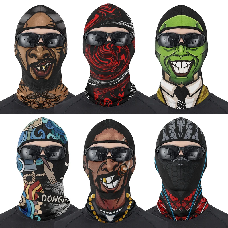 High Quality Summer Breathable Quick Dry Headgear 3D Anime Skull Balaclava Man Full Face Ski Mask