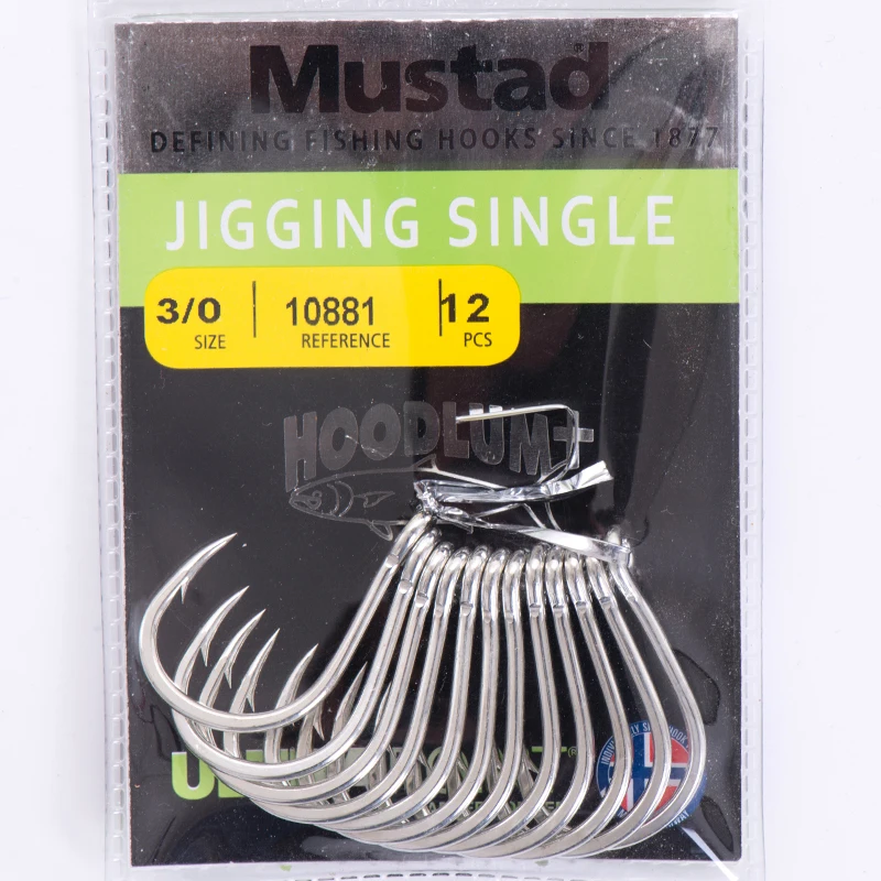 Mustad 10881 1/0 3/0 5/0 7/0 9/0 11/0 Strong Stainless Steel hook fishing Tackle jigging hook high carbon steel hooks