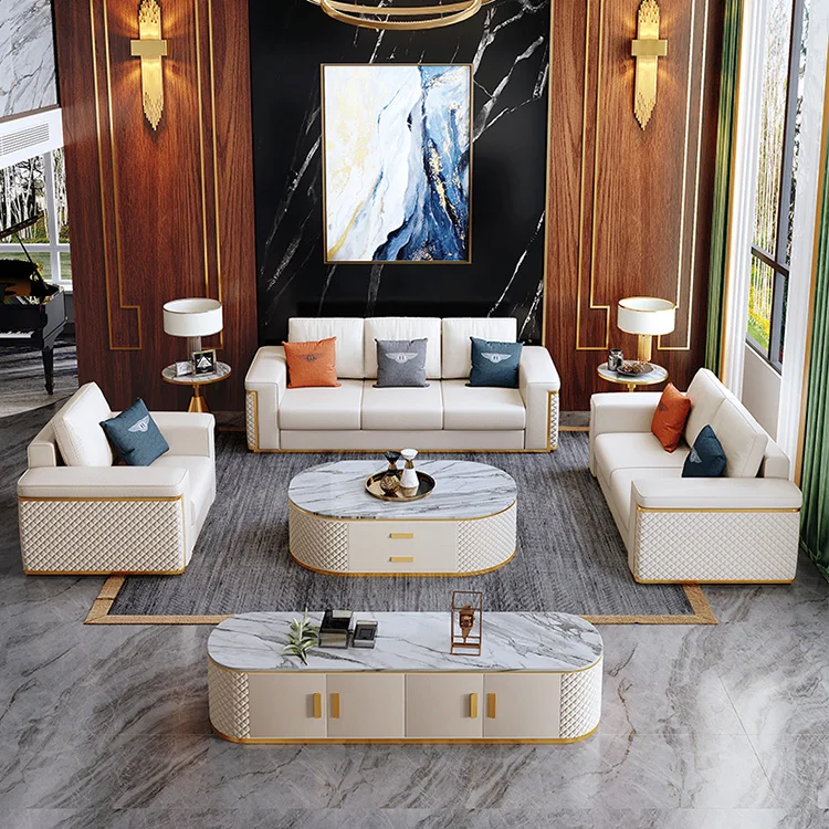 Italian Minimalism Classic Large L/U Shape leather or fabric Sofa For Living Room Furniture Upholstered sofa set make in factory