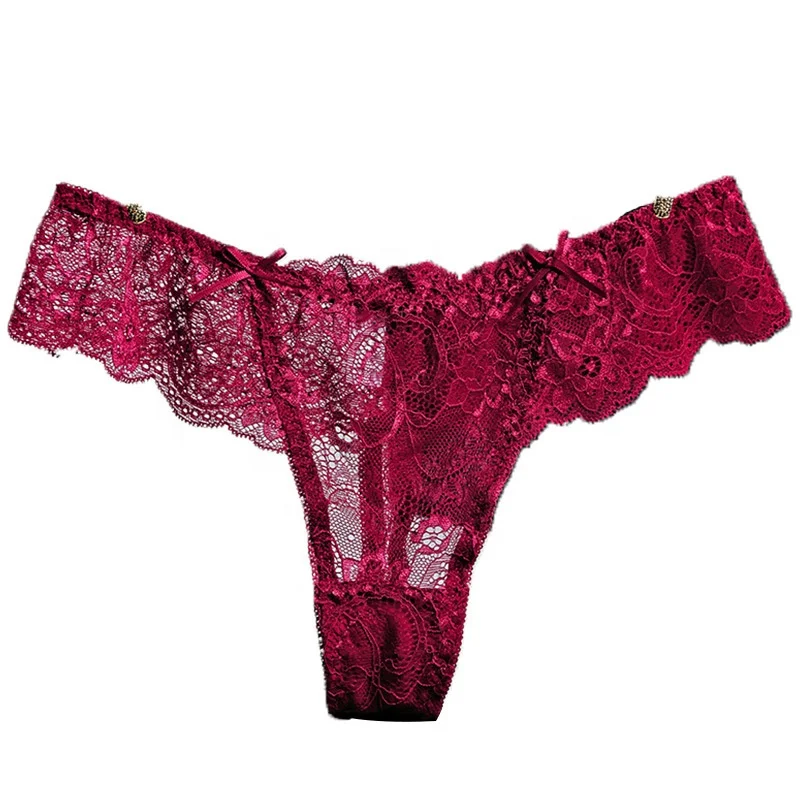 Wholesale Breathable lace material sexy transparent panties girls g-string