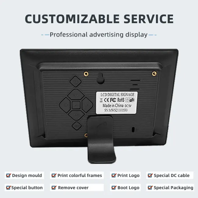 7 Inch Professional Lcd Video Digital Signage Display Screens Monitor For Advertising