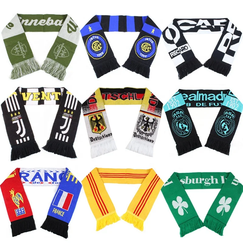 Keep warm Wholesale China Factory Custom Logo Designer Knitted Winter Keep Warm Acrylic Soccer Fan Scarf