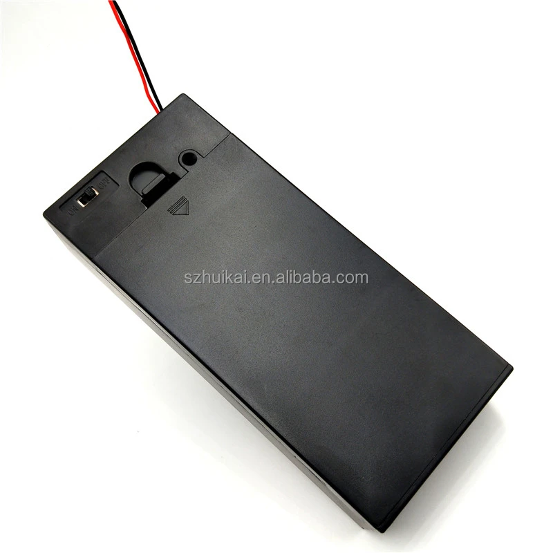 4X D Size Battery Holder Contain Two Wires with Cover and Switch