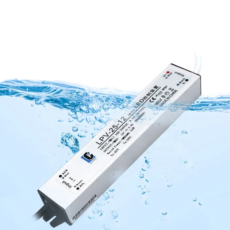 Waterproof IP67 High Voltage 220V to 12V DC Power Supply 25W  Transformer LED Driver
