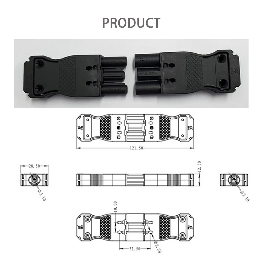 Compact Thin 3 Pin Male Female Electrical Wire Connector PS2A-N3