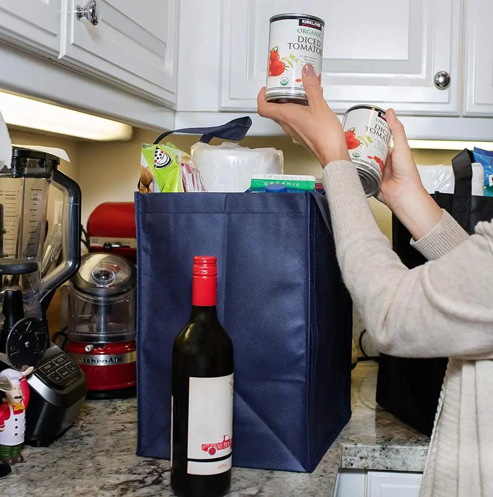 customized durable extra large reusable washable reusable Reinforced handle grocery bag for shopping