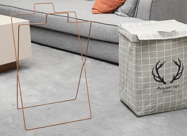 Iron Frame Collapsible Folding Dirty Clothes Custom Aluminum Handle Laundry Hamper Basket with handle