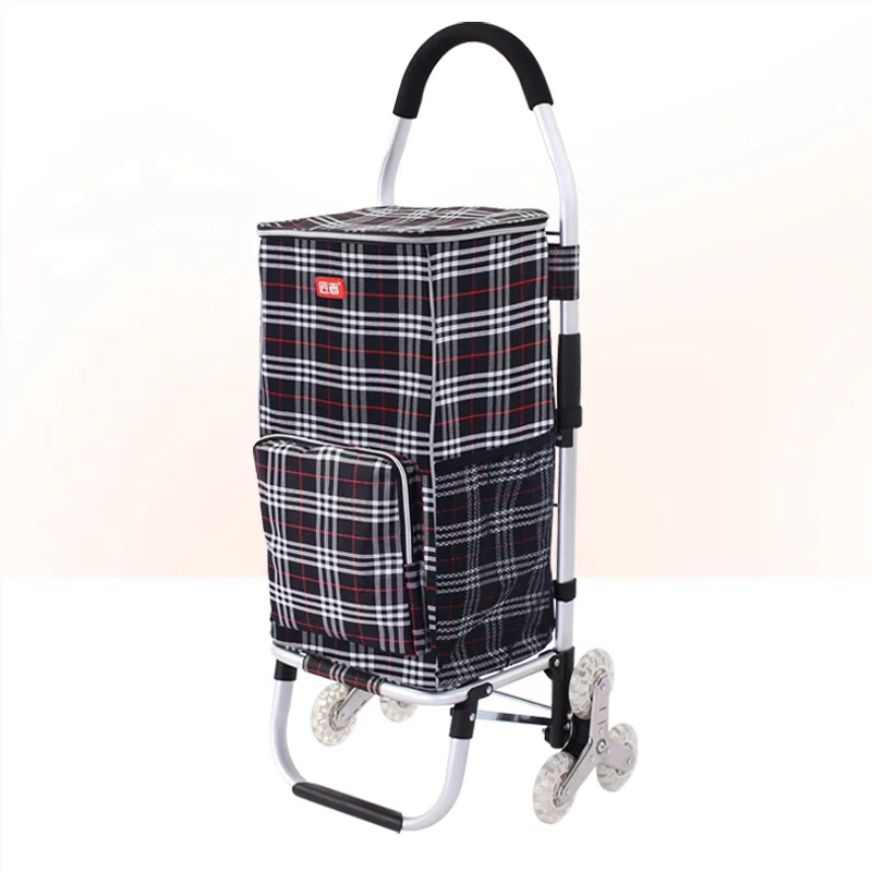 Folding Shopping Cart Aluminium Metal Lightweight Handle Carry Hand Trolley Cart Trolley Bag Foldable Cart