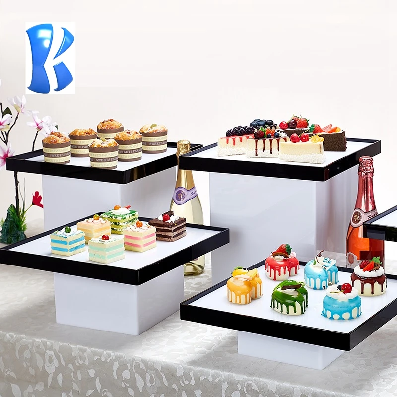 OKEY Hotel Catering Good Quality  White Acrylic Buffet Display Stand for Outdoor Party