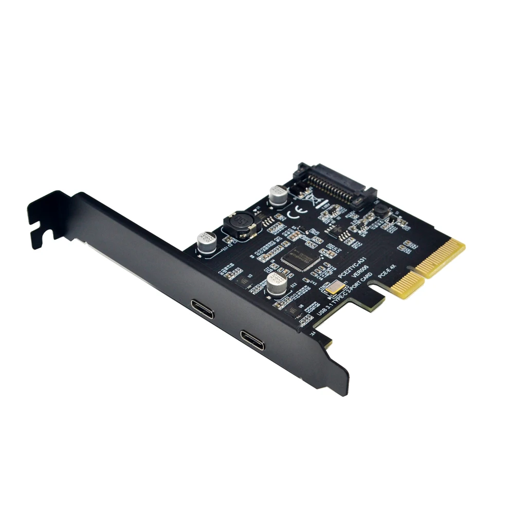 Panto usb 3.1 pcie card  pcie x4 to 2 port usb3.1 type c  added on card with ASM3142 chjpset