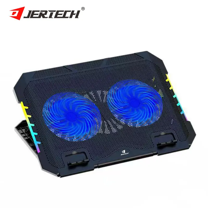 JERTECH Brand KL332 Cooler Pad with Phone Holder Adjustable Aluminum Laptop Stand RGB Foldable Computer Cooling Fans for Laptop