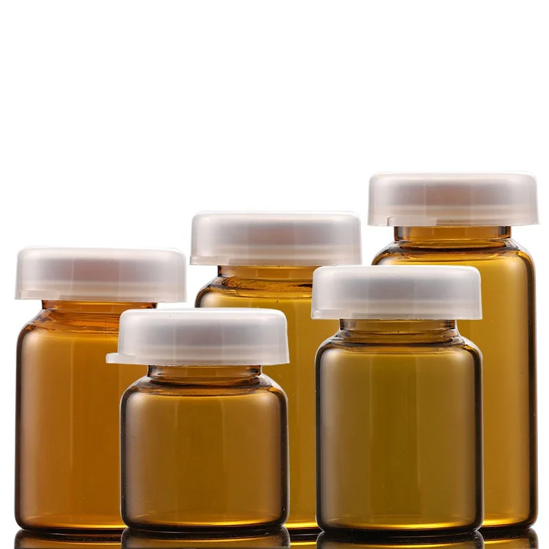 Hot Sale Amber Injection Vial 3CC Medicine Glass Bottle With Clear White Cap