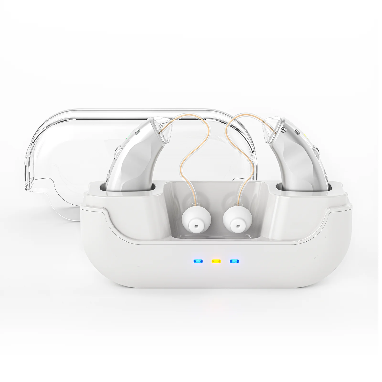 Hearing Aids Portable Charging Case For Elderly Deaf Digital BTE Wireless Binaural Sound Ampilifers Rechargeable Hearing Aid