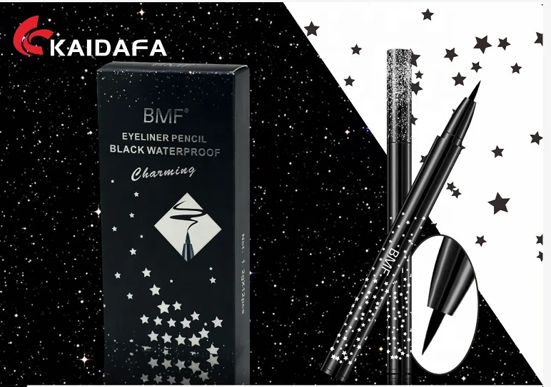 Высококачественная профессиональная водостойкая клейкая черная жидкая подводка для глаз с миниатюрным пером, фирменная торговая марка, подводка для глаз с принтом звезд