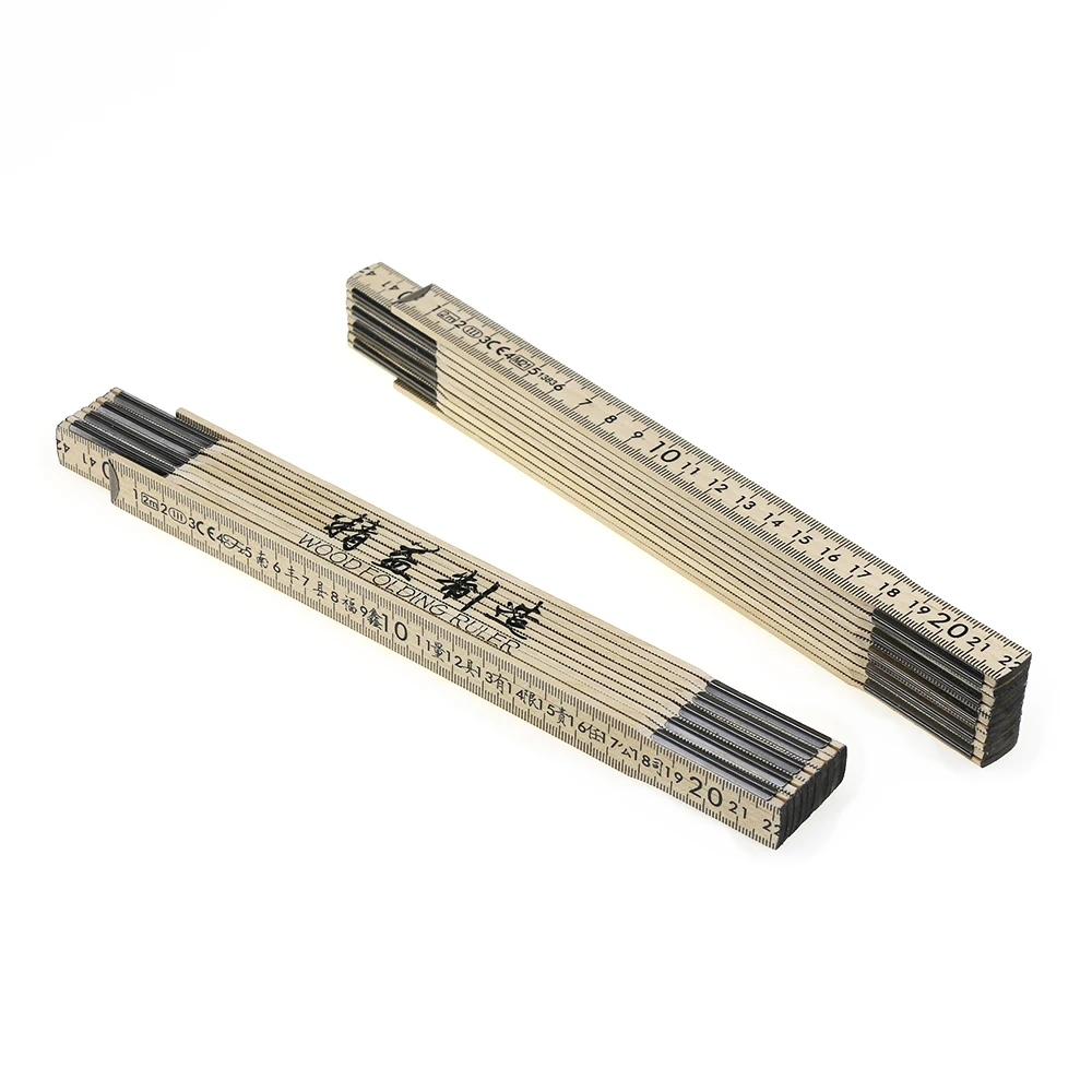 High Quality Factory Wooden Folding Ruler Accurate Scale 2M 10 Folding Spring Link Wooden Folding Ruler