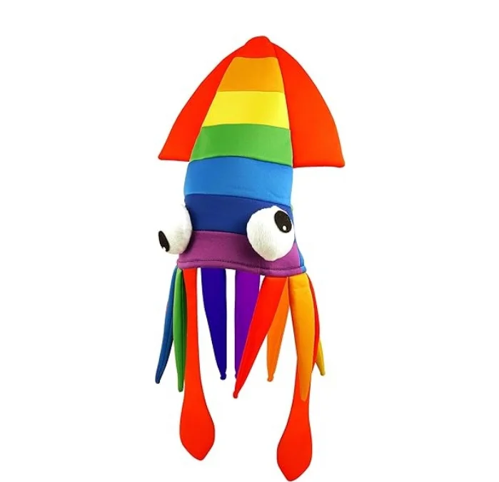 Lovely Rainbow Squid Hat Funny Cap Fancy Dress Party Costume Accessory For Party Carnival Halloween