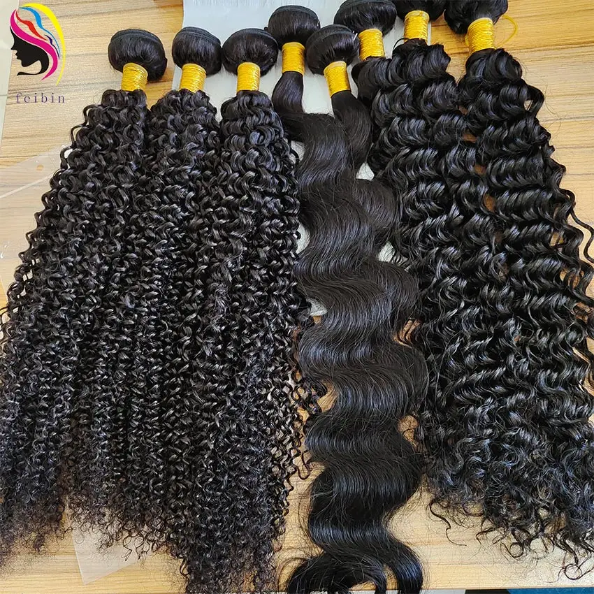 Grade 8A Kinky Curly Natural mink brazilian peruvian cuticle aligned raw indian cheap remy Human Hair Vendor Extension Bundle
