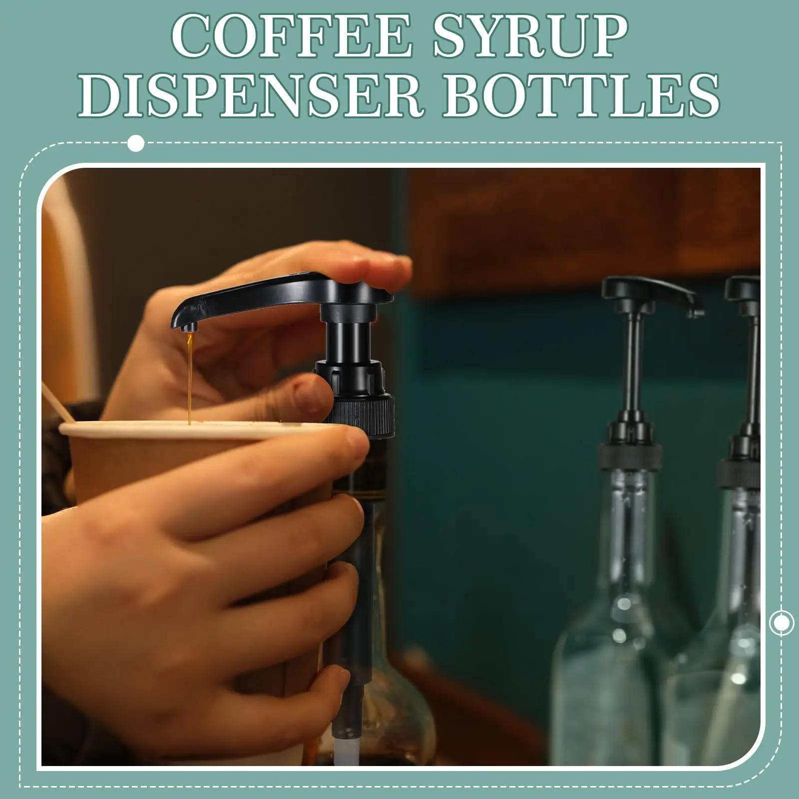 Customized 300ml 350ml 370ml 375ml 25oz 750ml 1000ml 40oz Gold Glass Coffee Syrup Liquid Pumps Dispenser Alloy Set Fits Liter