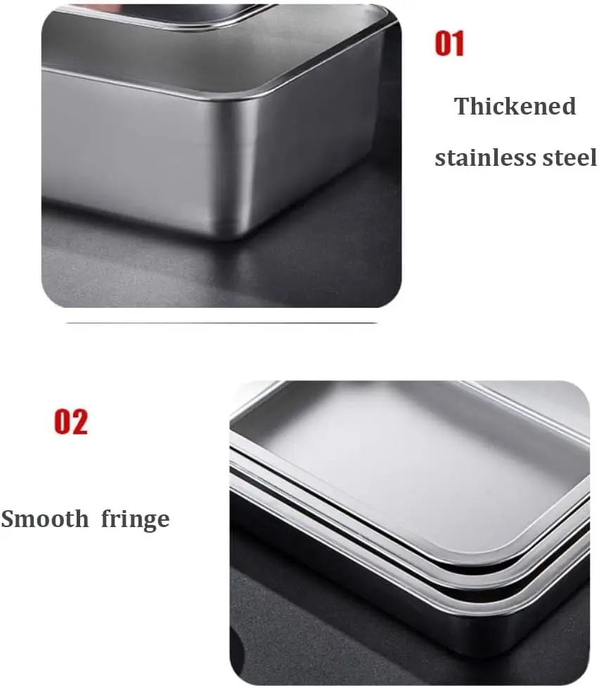 Stainless Steel Pans with Lid Steam Table Pan Stainless Steel Container Set Stackable Metal Steamer Pan Food Buffet Container