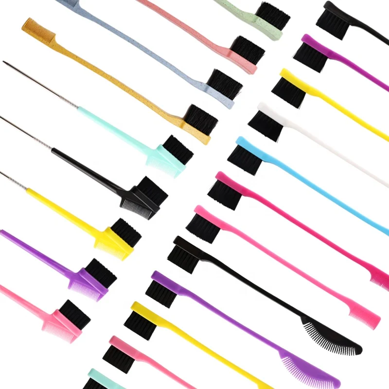 Двусторонняя расческа для волос с контролем краев, косметологический уход за лицом, трехцелевая Кисть для макияжа, бытовая расческа для бровей, инструменты для макияжа