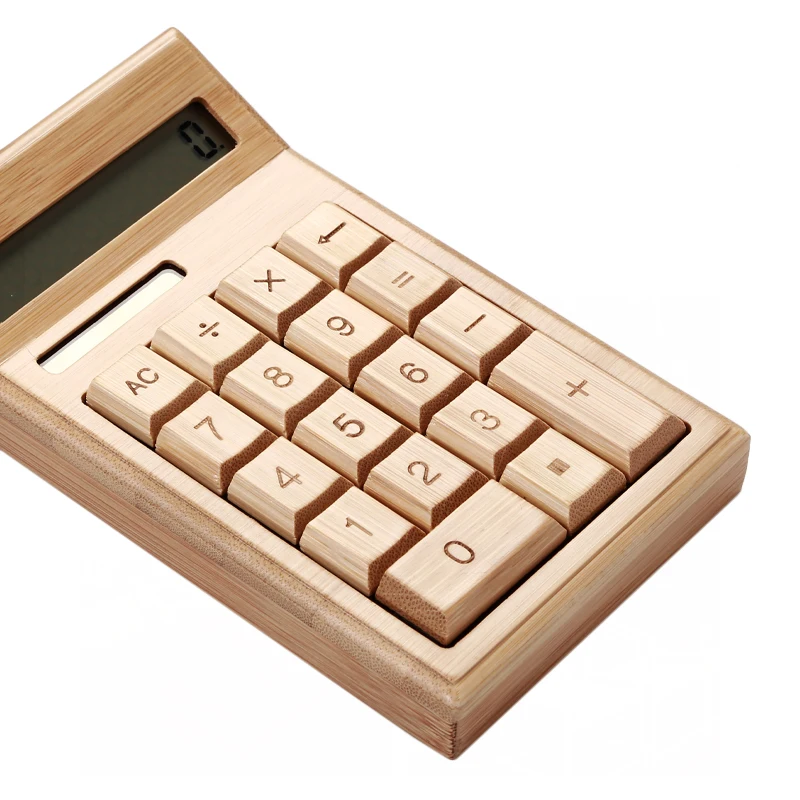 eco-friendly Bamboo Calculator creative gifts 12 Digits Dual Power Wood Calculator