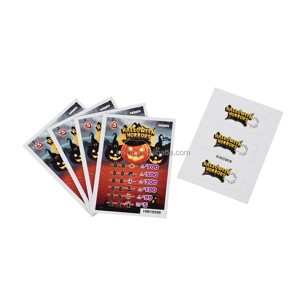 Manufacture Custom Print Pull Tabs Lottery Tickets Printing One Window Tear Off Open Halloween theme Tickets
