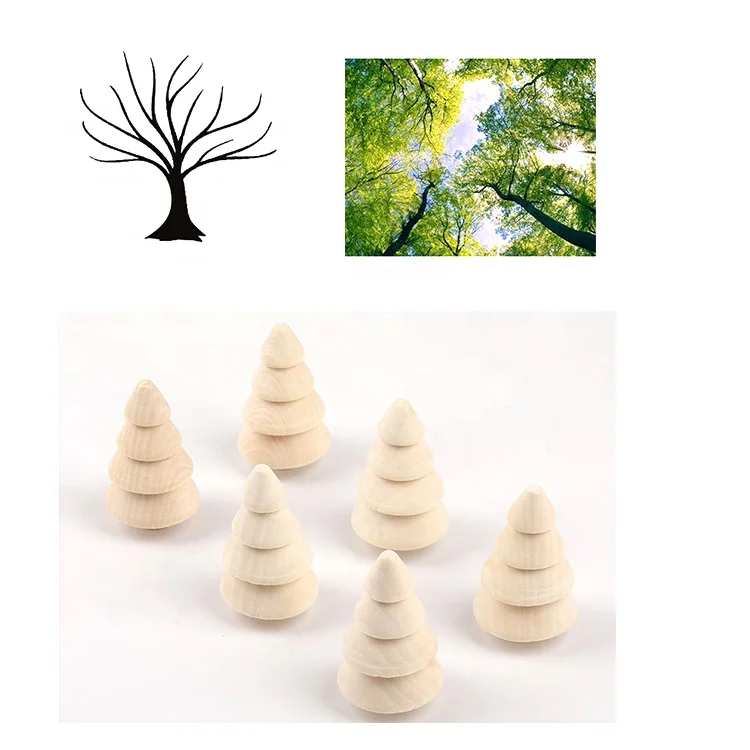 Wholesale practical multi colors four tier christmas tree exquisite wooden toy trees