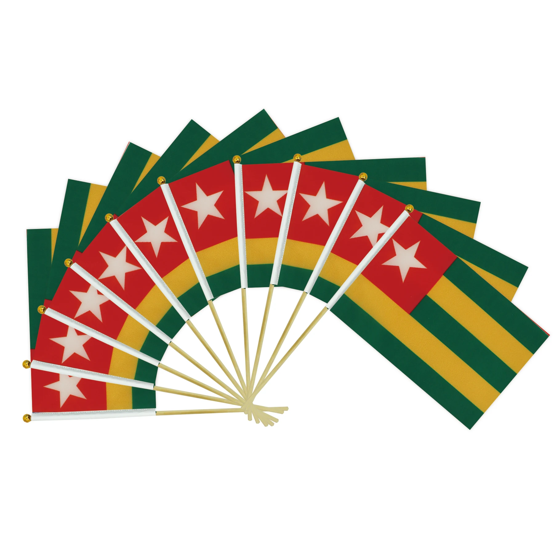 2024 Factory Hot Sale Togo  Wooden Pole Hand-Waved Flag  for General Holiday