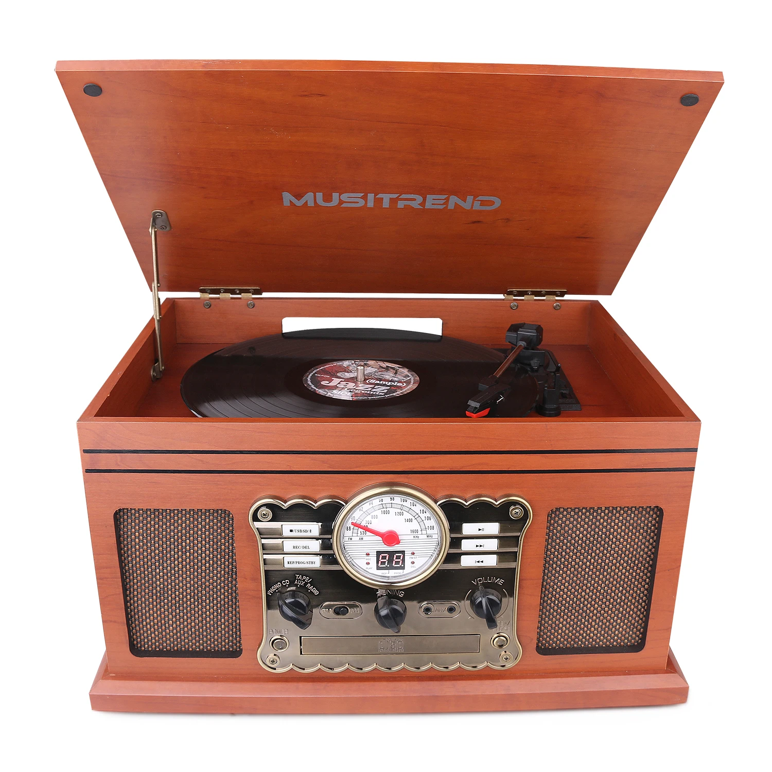 Retro style 6 in 1 audio record player Turntable record player retro vinyl turntable LP & Gramophone with PC