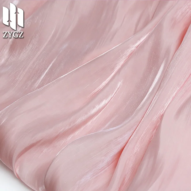 Rainbow Satin polyester bright Organza Sea Island silk dress fabric Organza factory wholesale