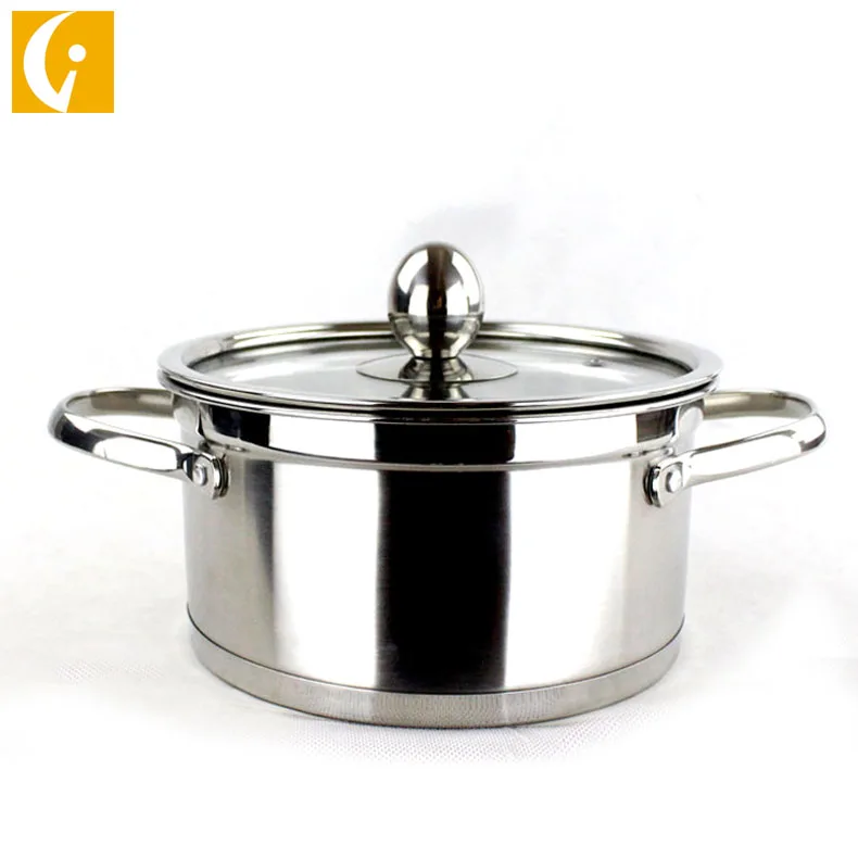 
double handle glass cover 201 stainless steel double bottom small stockpot personal hot pot 