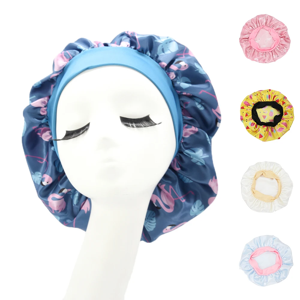woman customized design adjustable africa polyester silk satin hair sleeping bonnet bonnet wide brim bonnet hat
