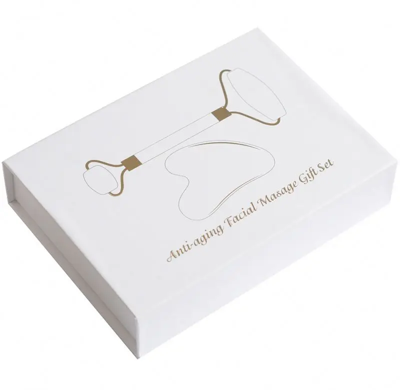 Face slimming white jade roller 100% natural jade stone double head facial massage quartz face roller