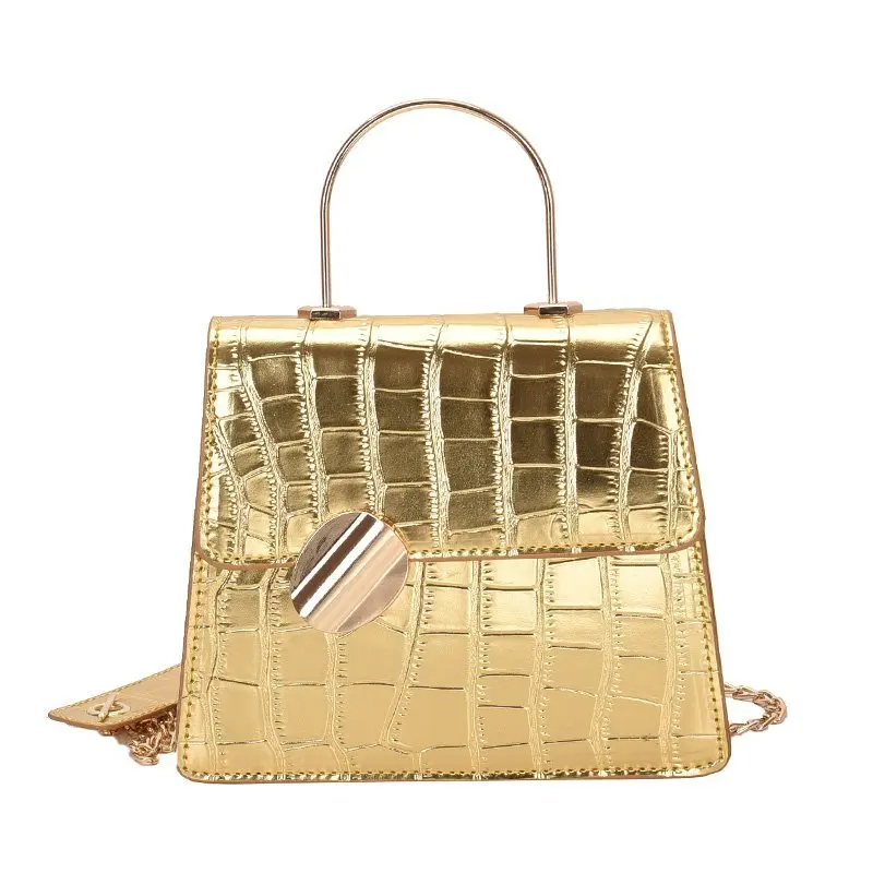 
New chic crocodile grain pattern print pu leather purses women cross body shoulder bag handbags with chain 