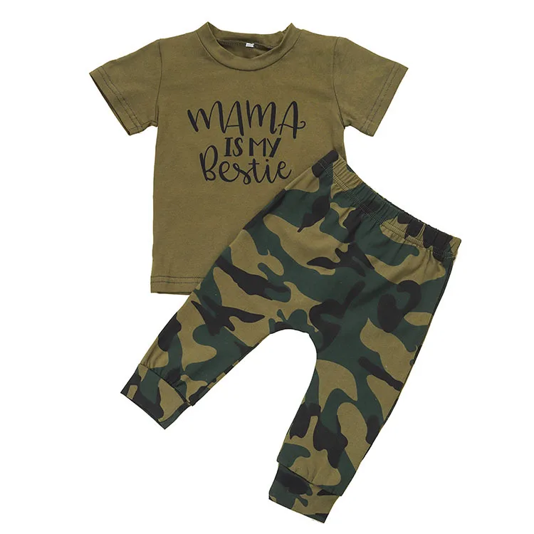 
Wholesale Kids Summer Clothing Short Sleeve Shirts Camouflage Pant Baby Boys Cotton Clothes Summer Outfits 