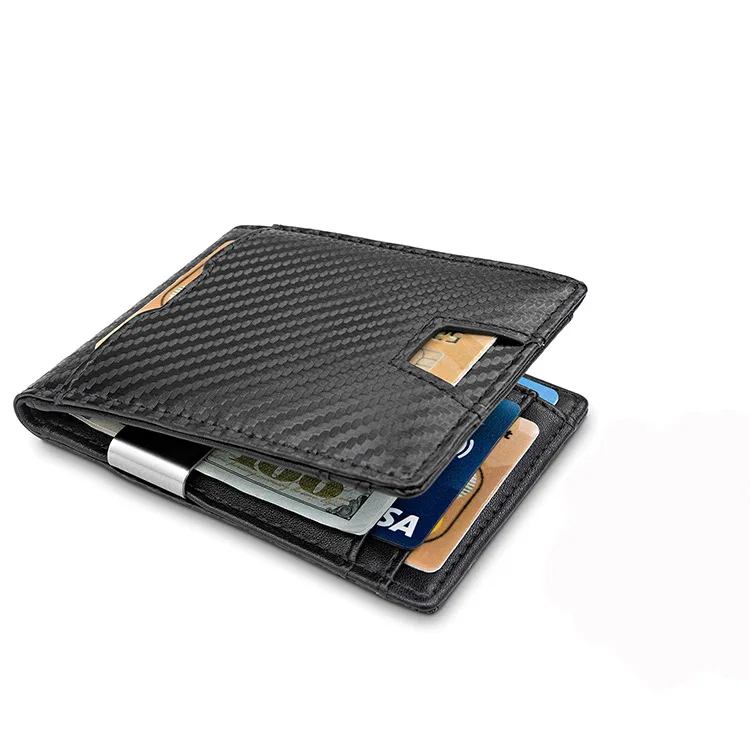  Мужской кошелек RFID из углеродного волокна с блокировкой Rfid искусственной кожи тонкие металлические кредитные карты