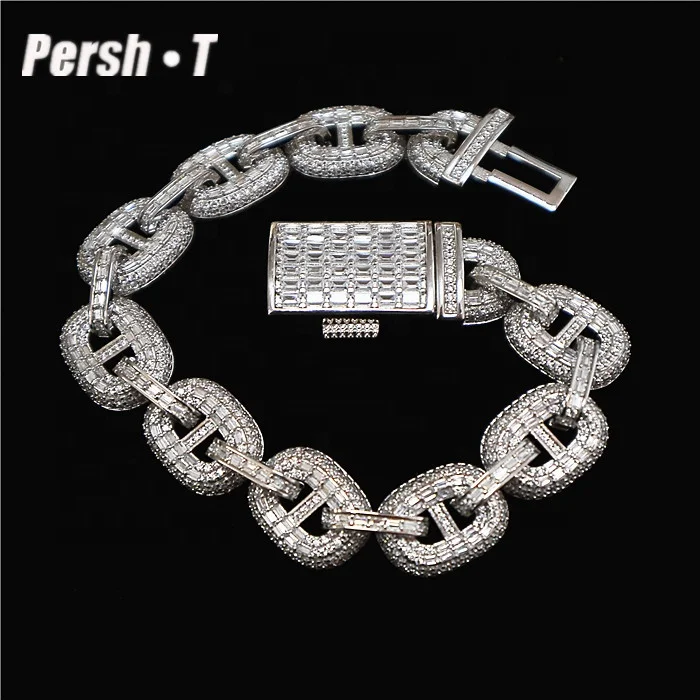 Wholesale 13mm Hip Hop Jewelry Iced Out Cubic Cz Zirconia Diamond Prong Cuban Link Chain