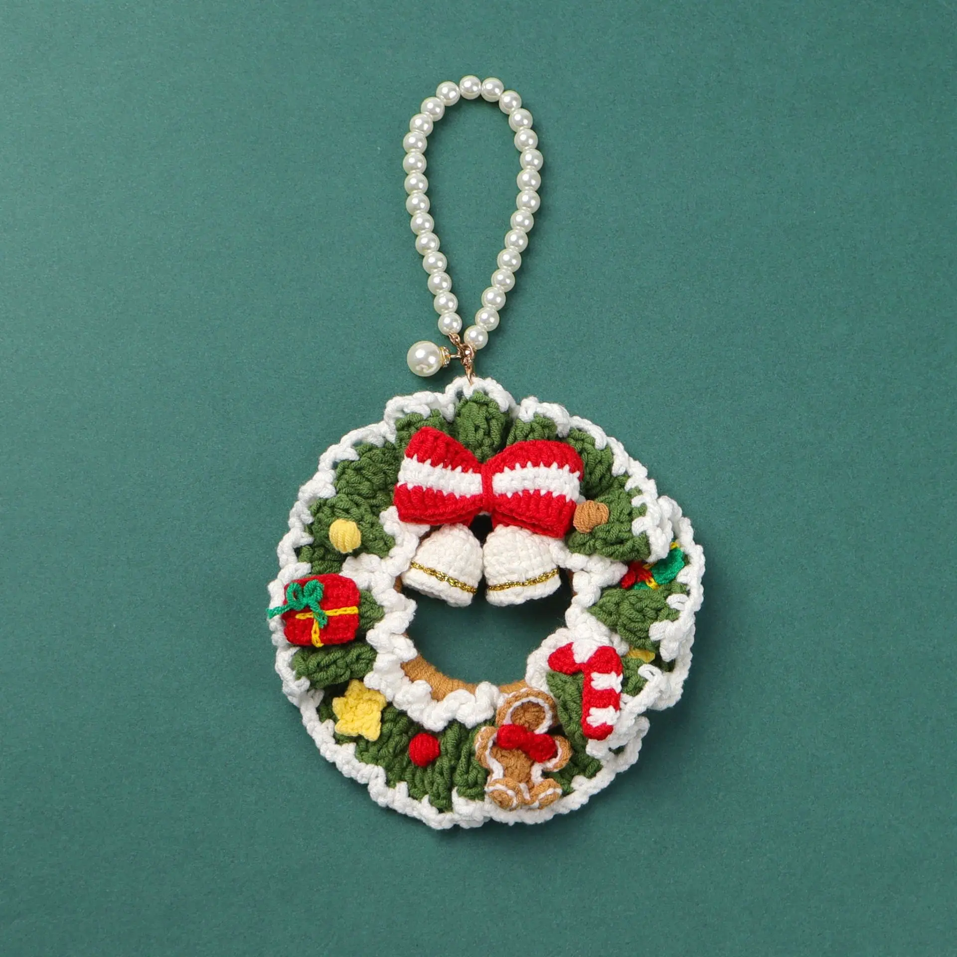Handmade Knit Christmas Santa Clause Elk Car Interior Accessories Pendant Gift Car Hanging Christmas Decoration Ornaments