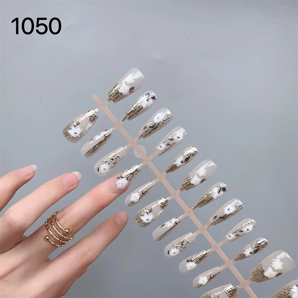 Good Quality Accept Customization Wire Artificial Fingernails Manicu Gilding Press-On Nail